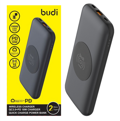 Budi QC3.0+PD 18W Wirless Quick Charger Plus Power Bank 10000Mah 096